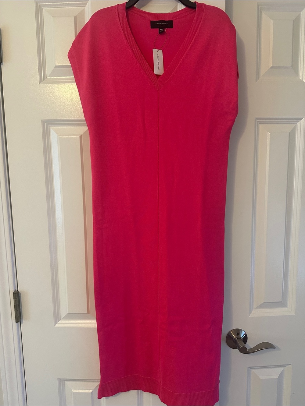 Banana Republic Hot Pink V-Neck Midi Dress